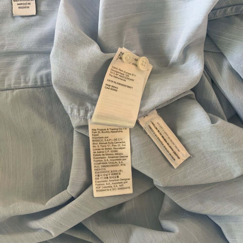 Calvin Klein Men Shirt Long Sleeve Blue Size L  [MT32] - Picture 10 of 11